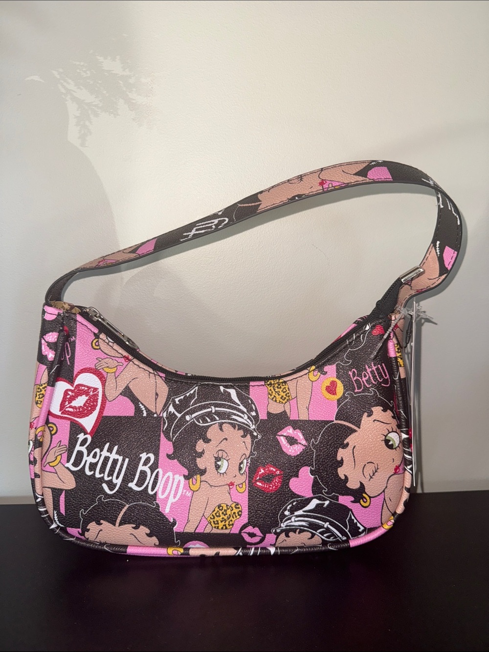 Betty Boop Pink and Black Graphic Shoulder Bag